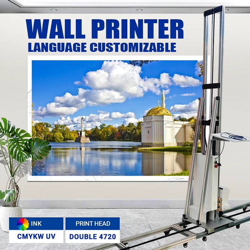 Automatico Indoor Outdoor Wall Arts disegno CMYK UV Inject 3D doppi ugelli Direct murale Painting printer Machine