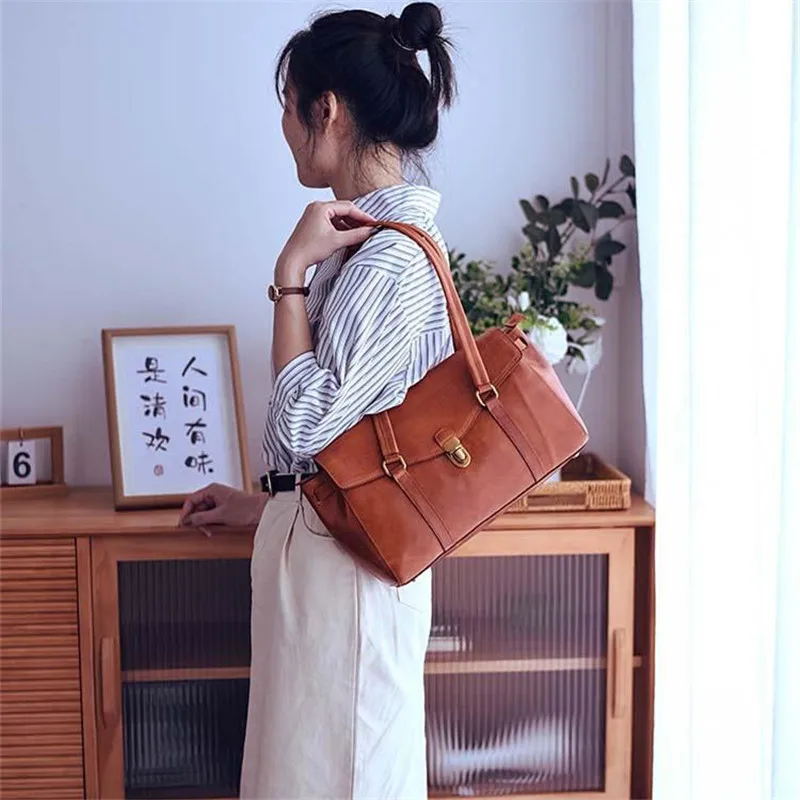 

Fashion designer luxury handmade genuine leather women's shoulder bag vintage weekend party natural real cowhdie female handbag