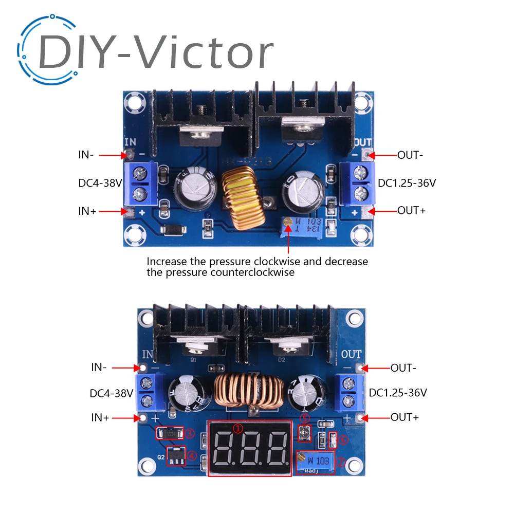 MH-ET na żywo LED XL4016 woltomierz PWM regulowany 4-36V do 1.25-36V Step-Down moduł tablicy 8A 200W moduł spadku mocy DC-DC