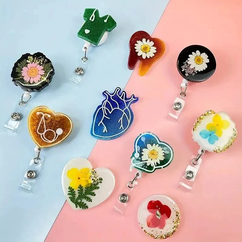 1set silicone resin mold medical nurse theme badge reels retractable badges diy keychain pendant crafting decorative accessories