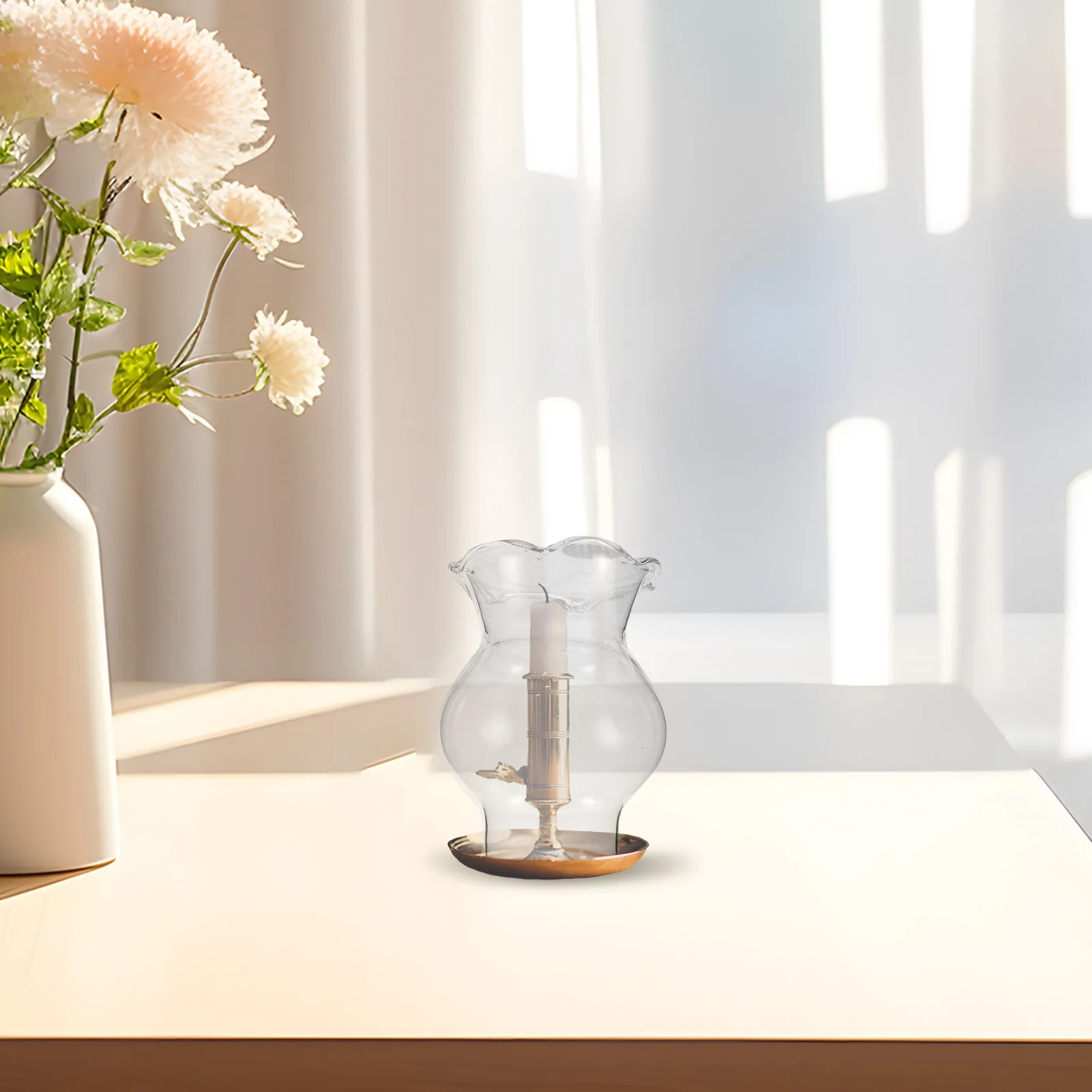 مدخنة غطاء زجاجي شفاف غطاء مصباح زيتي مدخن للمصابيح الكهربائية متجمد كورب ديكور عتيق