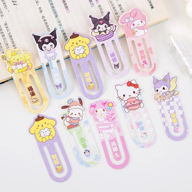 15 pièces Hello Kitty mélodie cannelle Kuromi dessin animé mignon papier signet ensemble étudiant créatif signet papeterie cadeau en gros