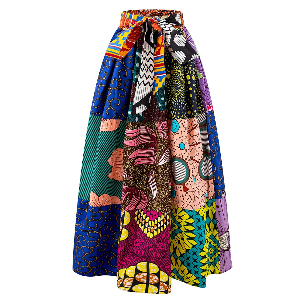 

African Traditional Women Clothing Fashionable Ankara Batik Printed Patchwork Pattern Elegant Maxi Dress Women African Party Wea