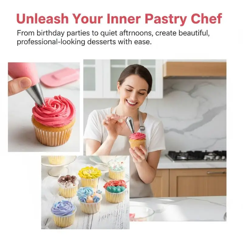 Cake Decorating Supplies Large Piping Tips 5Pcs Set Easy  Flower Nozzles for Pastry Fondant Creating