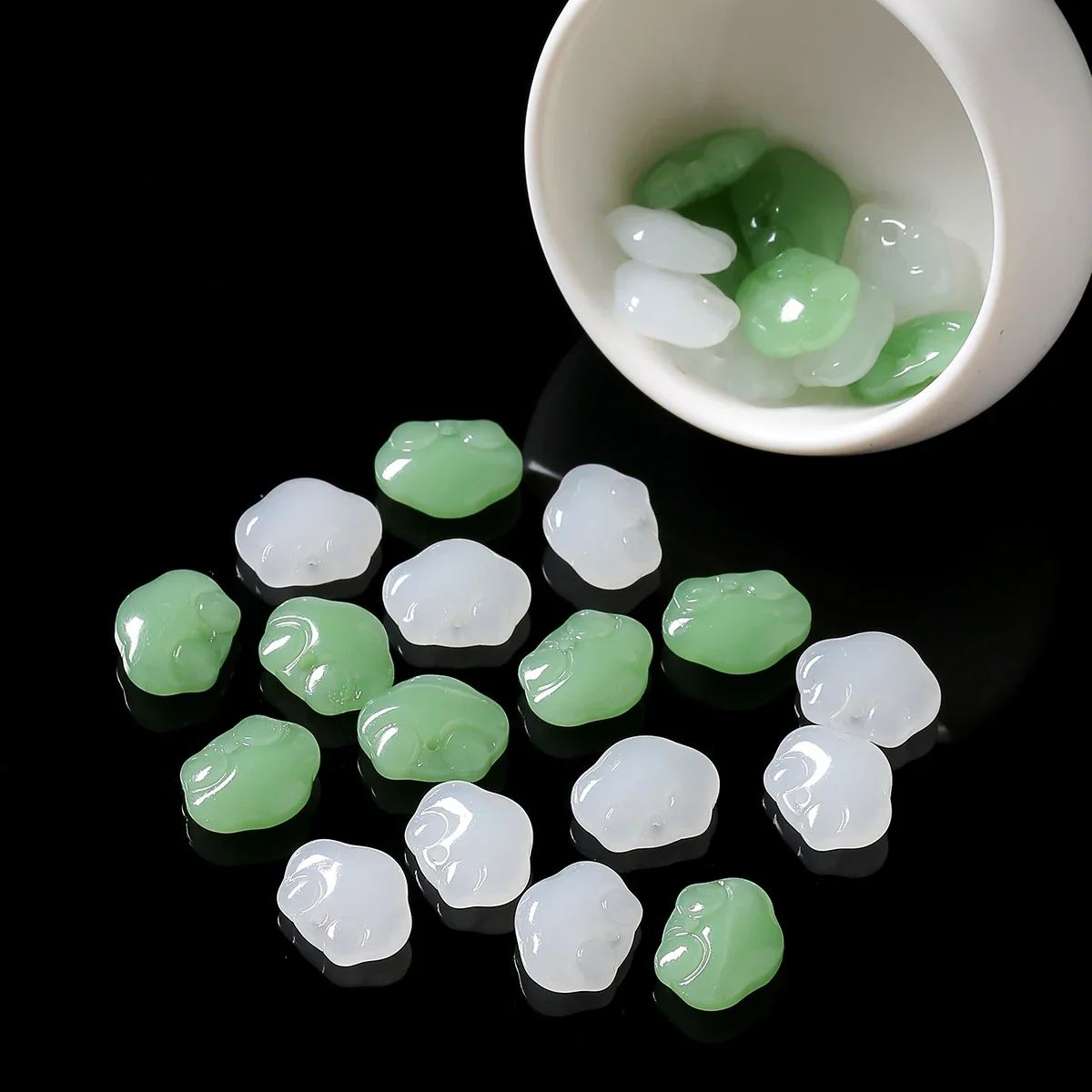 10Pcs Imitation Jade Ruyi Lock Charm Beads 16x12x6mm White Aqua Loose Beads for DIY Bracelet Necklace Jewelry Making Supplies