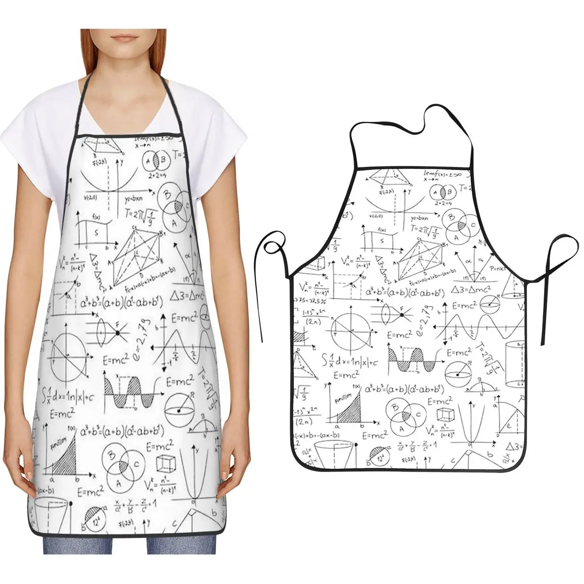 Mathematics Formulas Math Numbers Apron Chef Cooking Cuisine Tablier Bib Kitchen Cleaning Pinafore for Women Men Painting