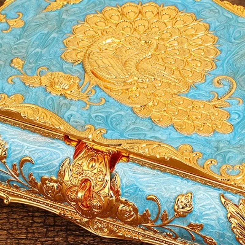 Jewelry Storage Box Exquisite Travel Organizer European Style Necklace Enamel Alloy Storage Earrings Ring Dressing Table Display