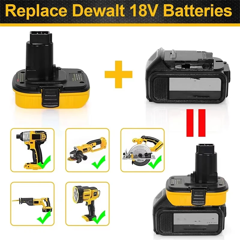 2Pcs DCA1820 Battery Adapter for Dewalt 18V Tools Convert 20Volt Lithium On Battery DCB204 DCB205 for 18V NiCad and NiMh Battery view 5