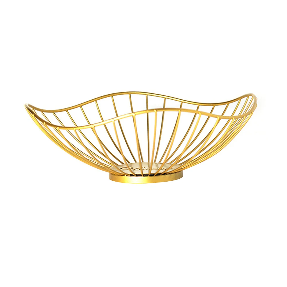 

Iron Fruit Basket Metal Wire Container Golden Color Home Restaurant Hotel Use Creative Shape Storage Bowl Kitchen