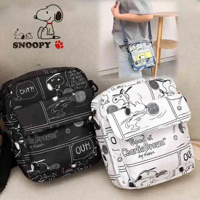 

Cartoon Disney Shoulder Bag Girl Crossbody Phone Bags Cute Snoopys Mini Square Bags Printed Canvas Bag Adjustable Straps