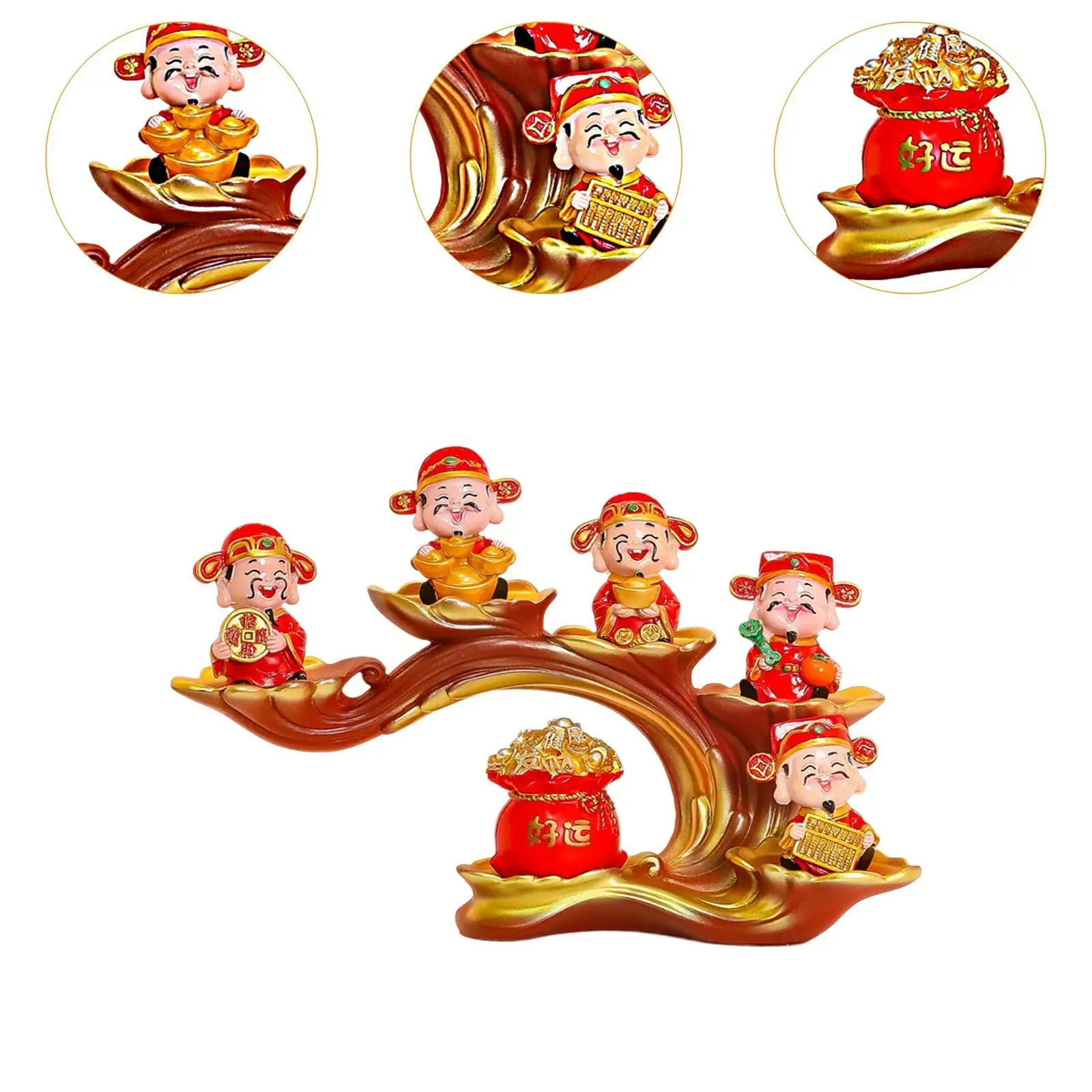 God of Wealth Statue Ornament Collectible Chinese Spring Festival Gifts Crafts Artwork Money Tree Figurine Caishen Sculpture image 5