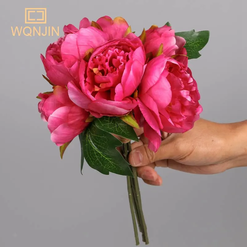 6 Teile/los Seide Künstliche Pfingstrose Bouquet Blumen Dekoration Rosa Rot Weiß Künstliche Gefälschte Pfingstrosen Blumen Hause Dekoration – Detail 4