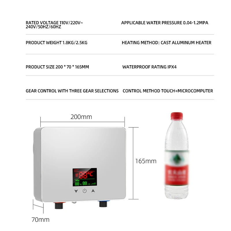 110V 220V 인스턴트 온수기 욕실 주방 벽 마운트 전기 온수기 LCD 온도 디스플레이 원격 제어