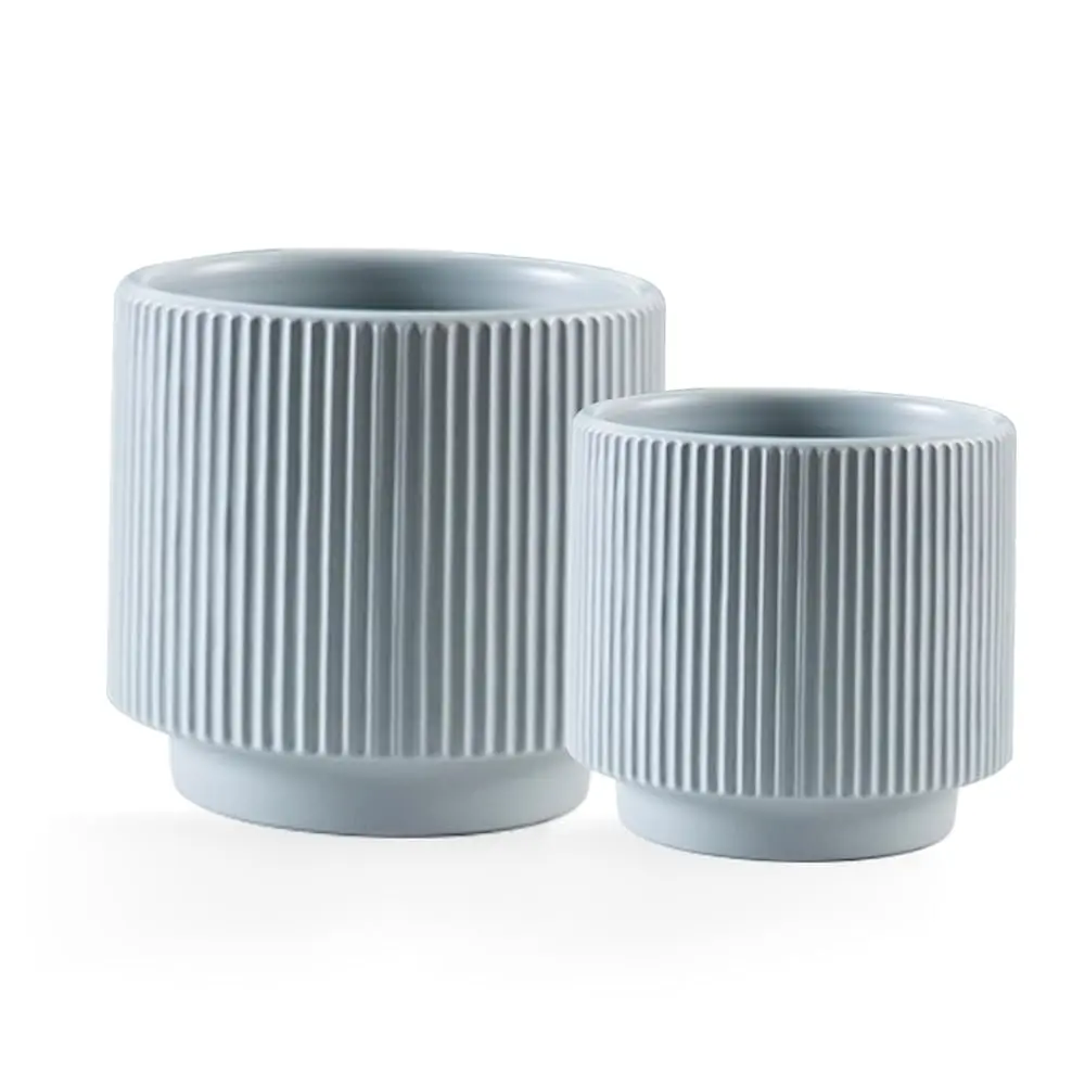 

Керамические кашпо 4.9+6.3 дюйма, современные цветочные горшки для дома и офиса, для использования в помещении и на улице, с дренажным отверстием (серо-голубой)
