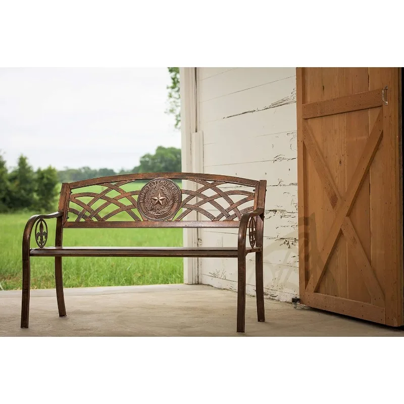 TX 93545 Texas State Seal Metal Bench