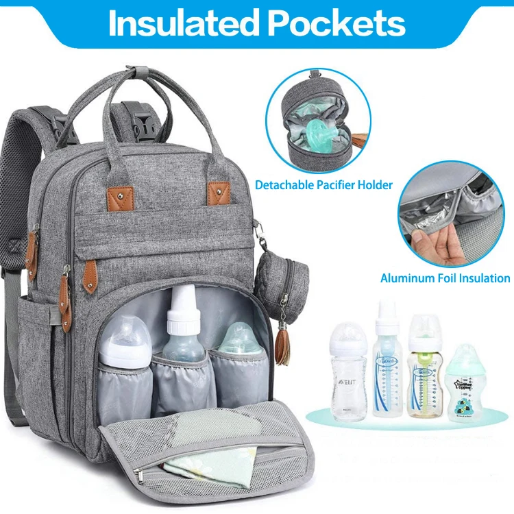 New trending custom waterproof baby nappy bags mommy bag new fashion bady diaper mommy backpack with changing station