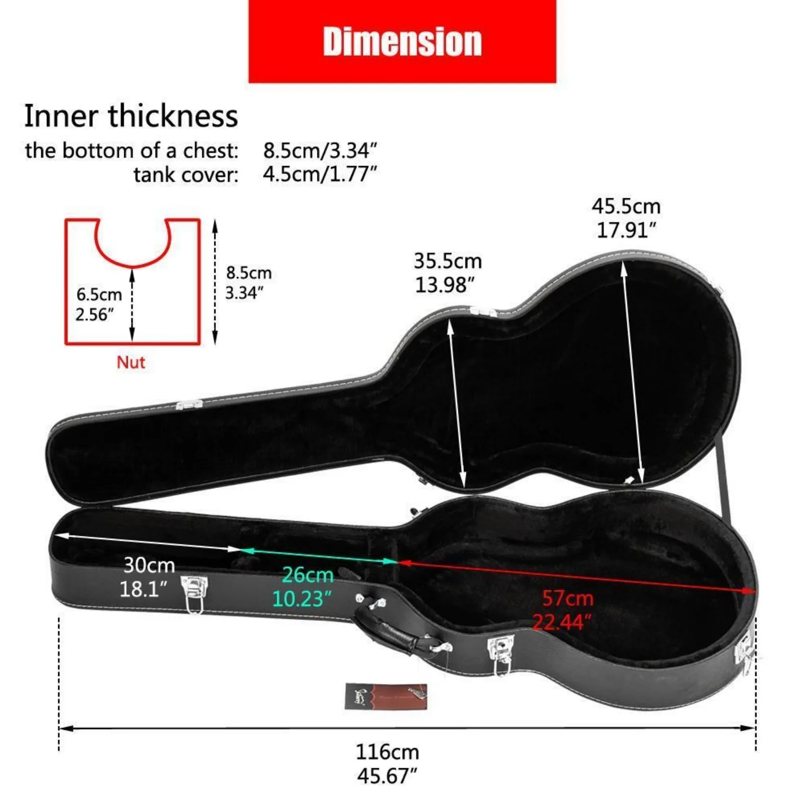 High-End de grão fino PU couro estojo rígido, apto para 335 Sytle Gjazz guitarra elétrica, Estados Unidos