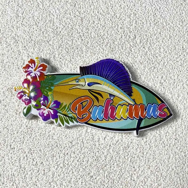 Bahamas Souvenirs Home Decor Items Collection Arts and Crafts Gifts Undersea swordfish, 3D stereo fridge magnets