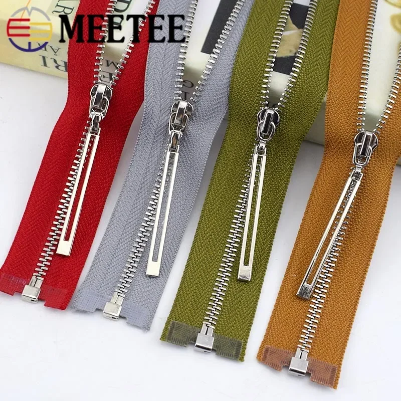 Meetee 2Pcs 3# Metal Zipper Silver Tooth 15/18/20/25/30/40/50/60/70cm Auto Lock Zippers DIY Bags Clothing Sewing Accessories