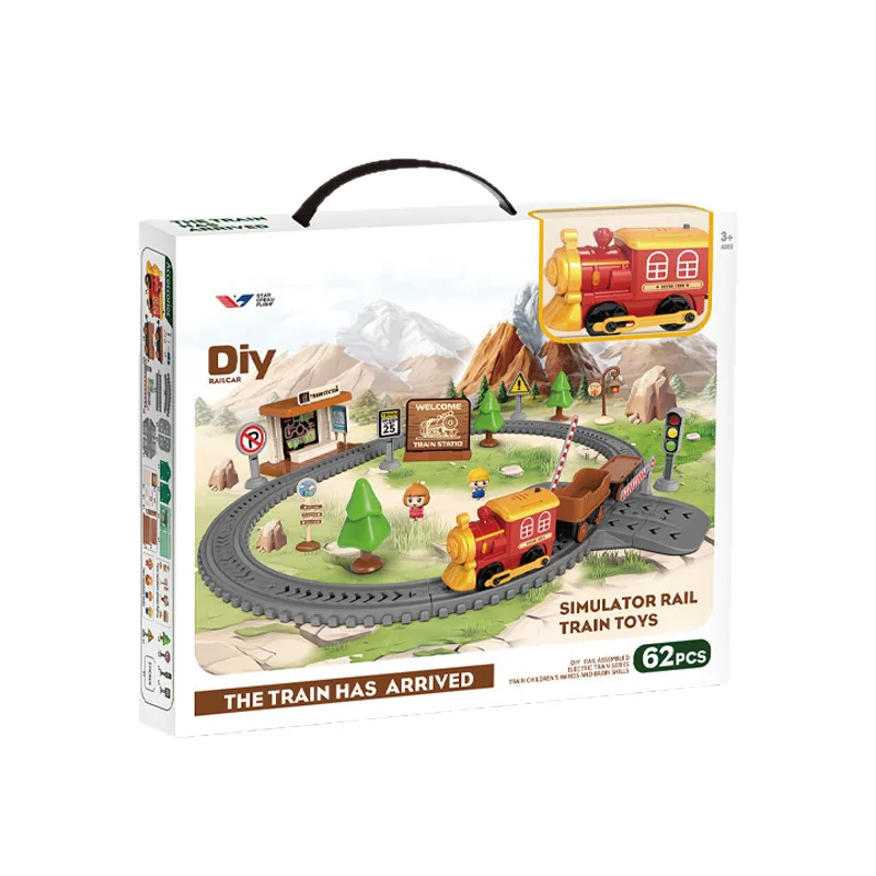 새로운 크리스마스 테마 DIY 조립 트랙 자동차 장난감 54PCS 어린이 교육용 조립 트랙 기차 장난감 생일 크리스마스 선물