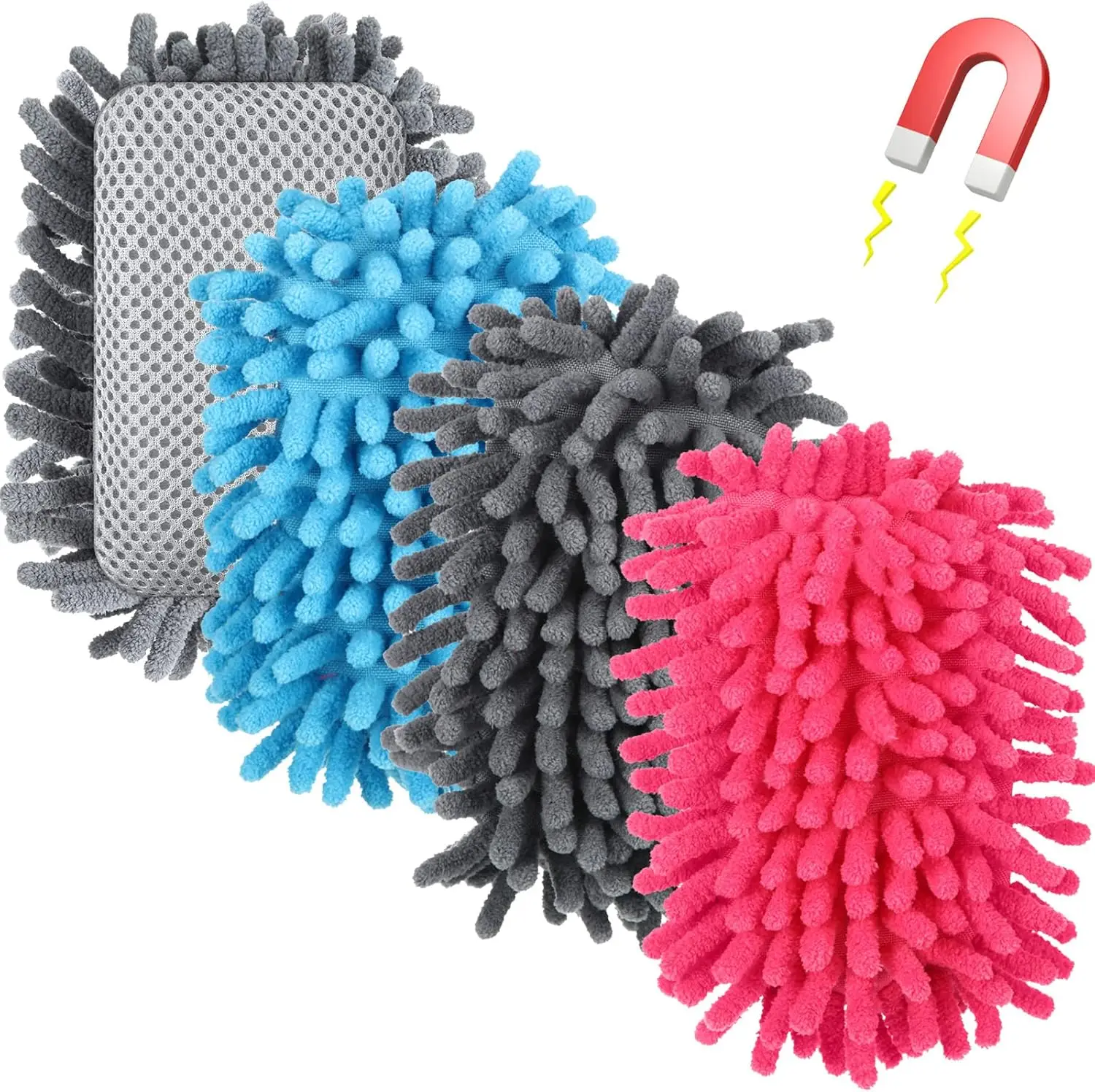 

4 Pack Magnetic Dry Erase Erasers, Washable Microfiber Whiteboard Erasers for Office Home School
