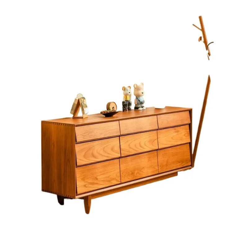for Burmese Teak Antique Style Nine Drawer Chest Cabinet Bedroom Living Room Storage Wall Mounted Bucket Cabinet