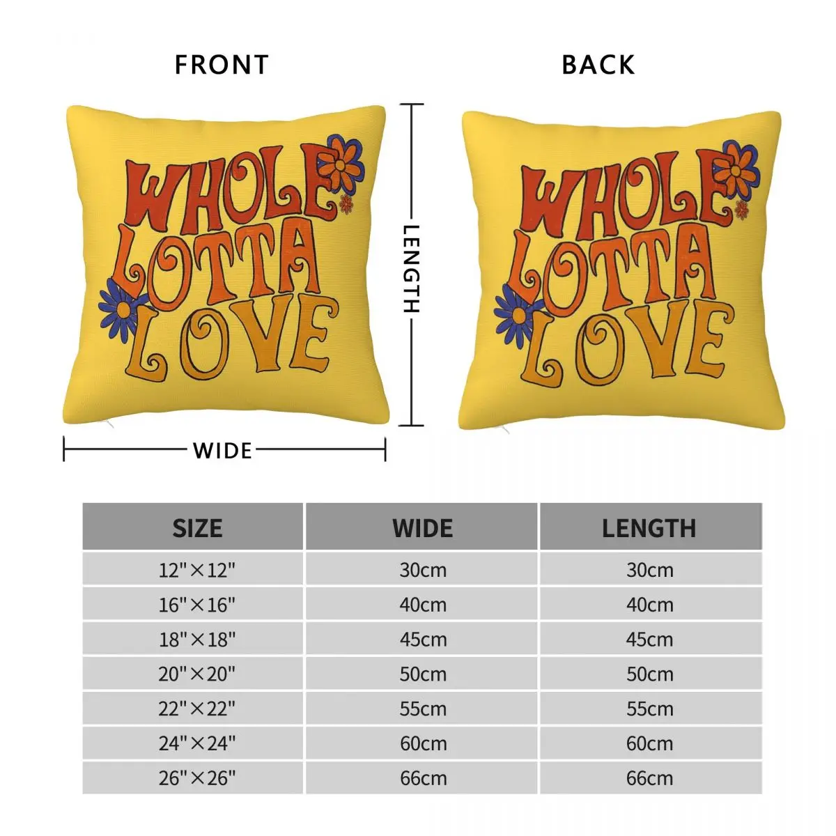 Whole Lotta Love Song Square Pillowcase Polyester Linen Velvet Creative Zip Decorative Throw Pillow Case Home Cushion Cover