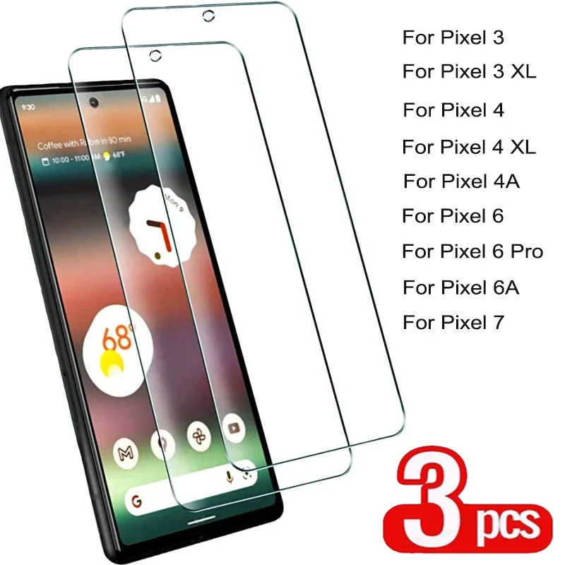 1-3PCS Tempered Glass For Google Pixel 3 3XL 4 4XL 4A 6 6Pro 6A 7 Screen Protectors HD Protective Film For Google Pixel 6A 7A 5G