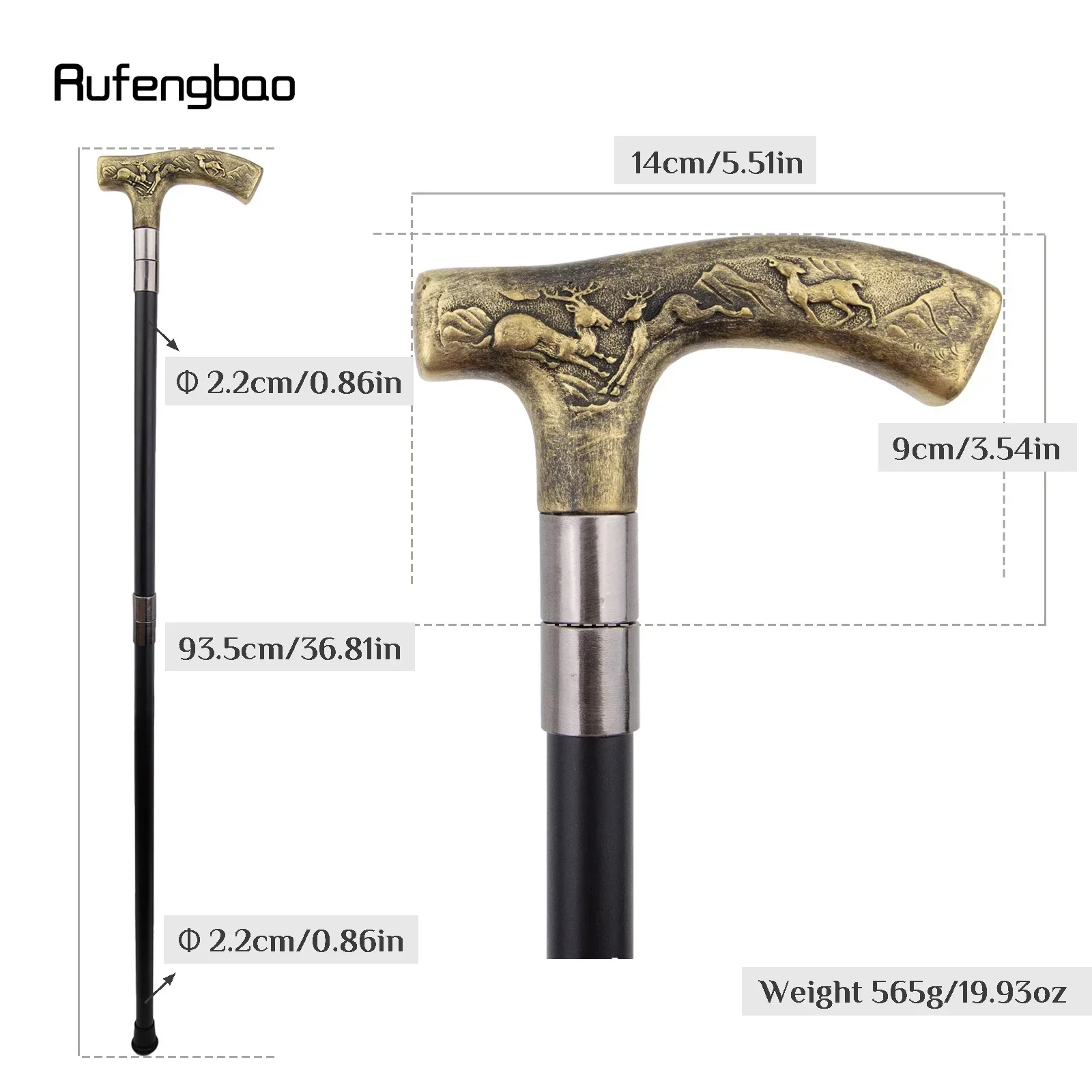 الراتنج الأصفر الغزلان عصا للمشي موضة ديكور الصلب عصا أنيقة تأثيري قصب مقبض Crosier أداء المرحلة قصب 93 سنتيمتر