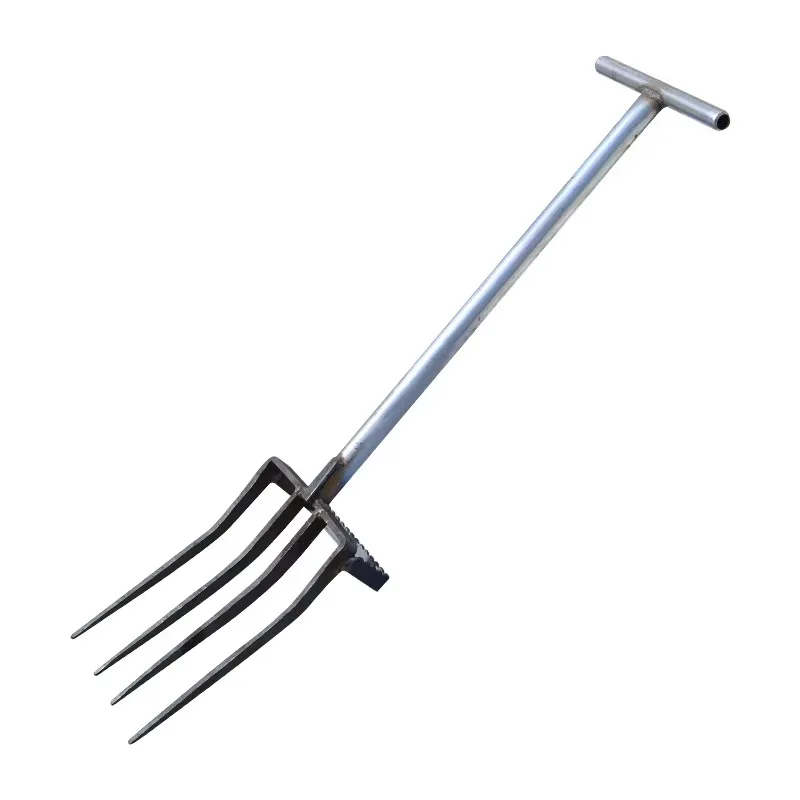 Industrial Grade 5 Tine Carbon Steel Digging Pitchfork Anti Slip Handle Heat Treated Sharp Tines For Soil Loosening Tilling