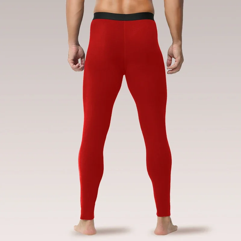 2PCS Men's fleece - lined and thickened thermal pants. They are cold - resistant underwear for autumn and winter, made of wool a