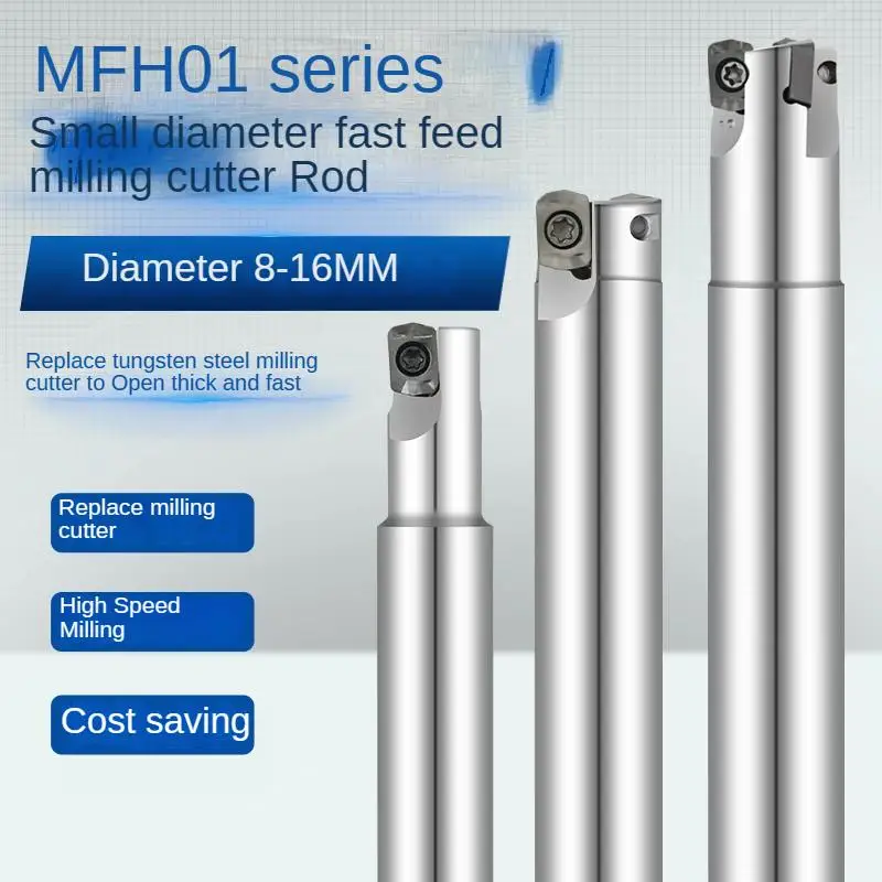 MFH01 fast feed milling cutter rod small diameter cutter rod replace tungsten steel milling cutter install LPGT010210 blade