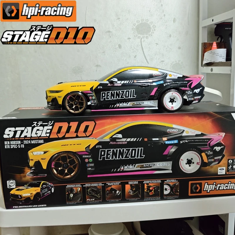 HPI Stage D10 1/10 RC Car Simulation Mustang BH Remote Control Electric Drift Racing Vehicle Collection Model for Enthusiasts