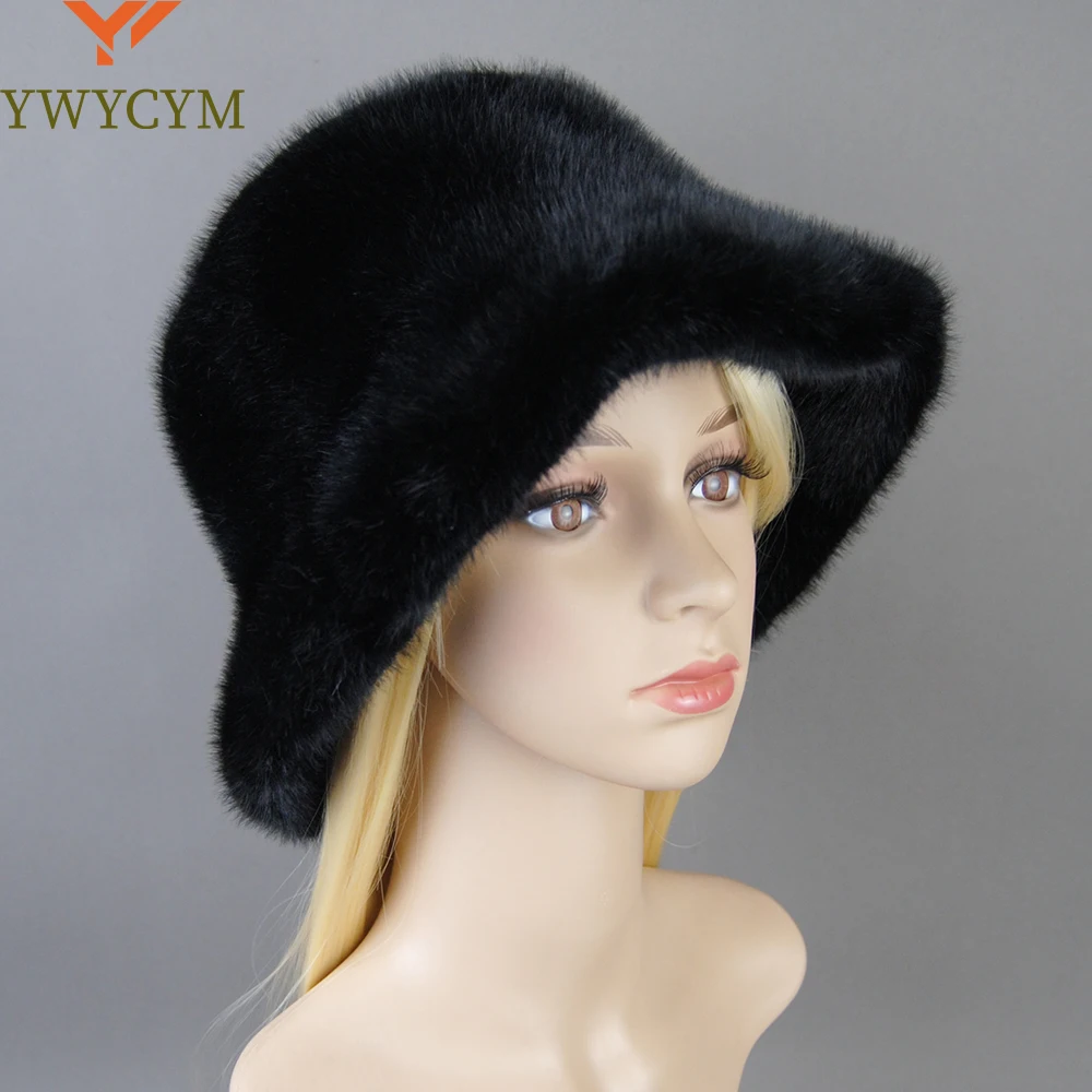 New Women Winter Luxury False Mink Fur Bomber Hat Natural Warm Artificial Fur Cap Fashion Girls Quality Soft False Mink Fur Hats