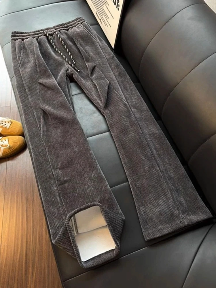 

Ay Corduroy Thiened Fce, прямые повседневные брюки, мужские осенне-зимние драпированные брюки свободного покроя, модные брюки