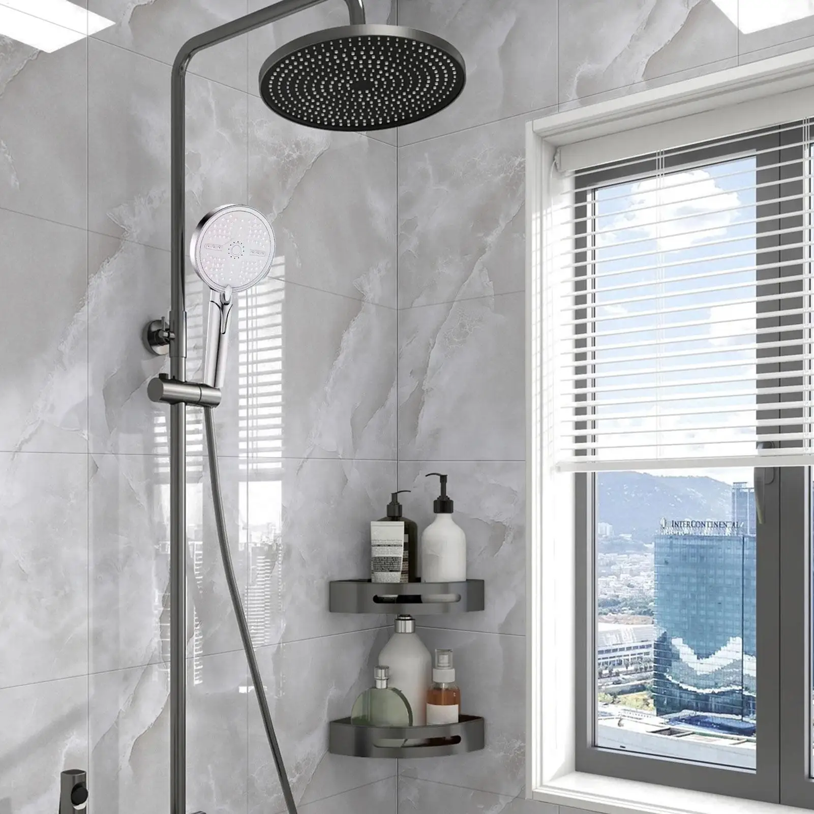 

Душевые насадки высокого давления, насадка для душа под давлением с ручным распылителем, 5 режимов, насадка для душа, аксессуары для ванной комнаты для дома, квартиры