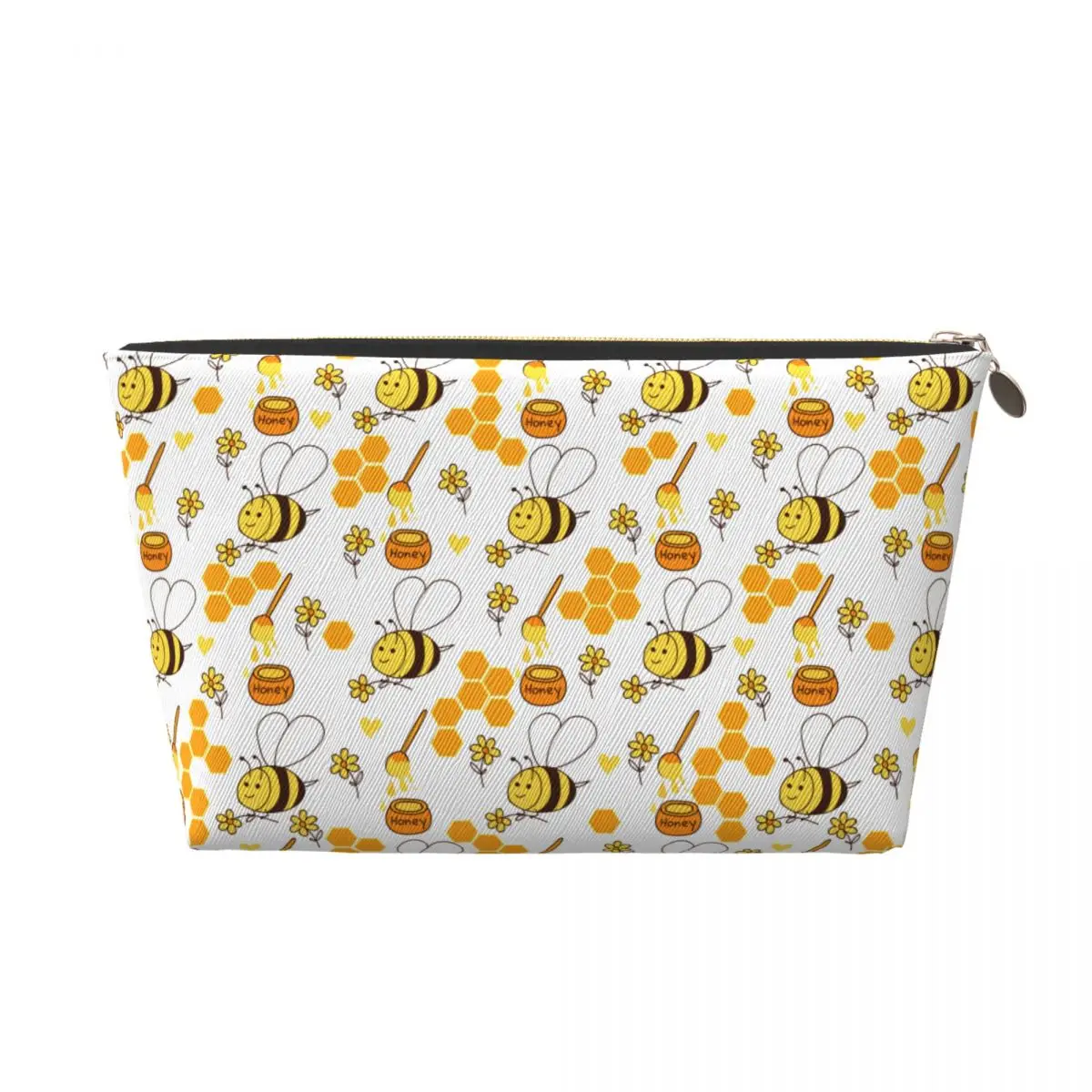 Custom Travel Honey Bees And Flowers Pattern Toiletry Bag Portable Makeup Cosmetic Organizer  Beauty Storage Dopp Kit Case