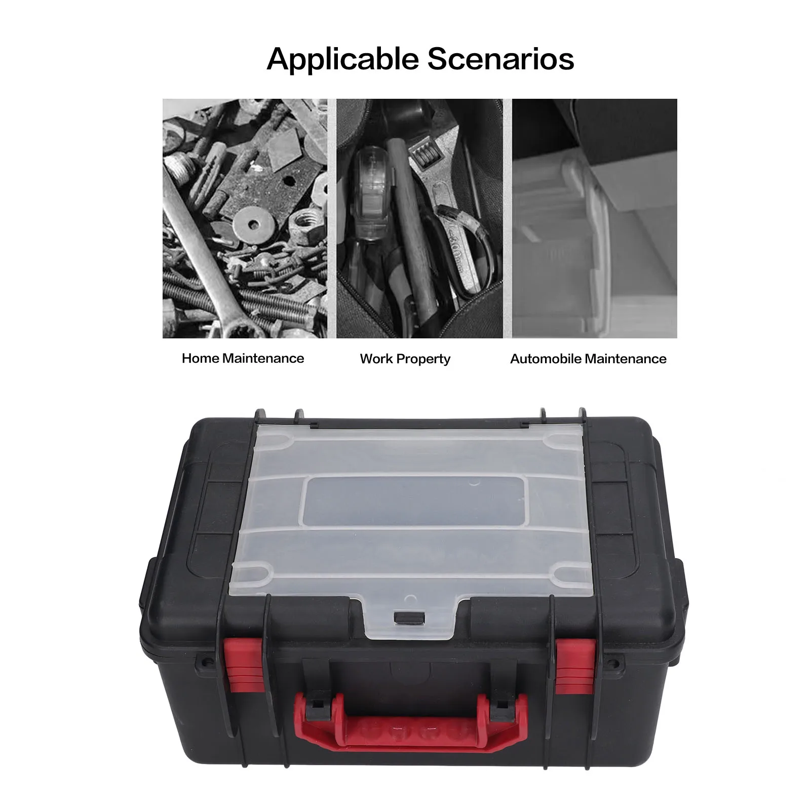 صندوق أدوات الأجهزة متعدد الوظائف باللون الأسود صندوق تخزين بلاستيكي محمول لتنظيم الأجزاء صندوق أدوات الأجهزة صندوق أدوات بلاستيكي