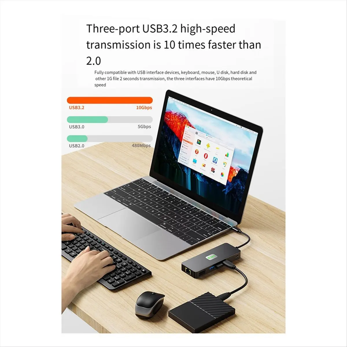 A46U Eight in 1 Docking Station DP 2 HDMI-Compatible 4K@60Hz 1000M Ethernet RJ45 USB Hub 3 0 3.0 Extension Dock Concentrator