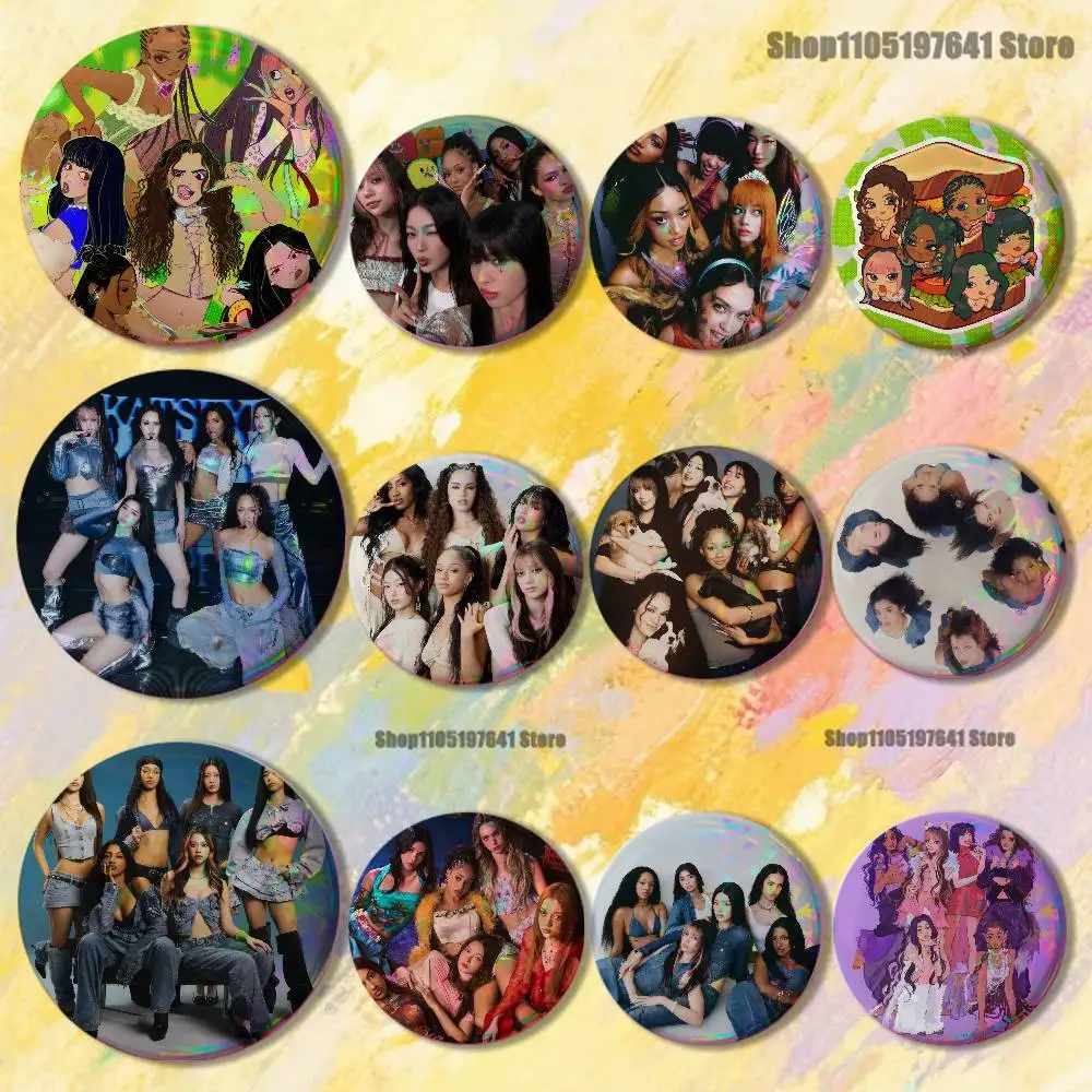 

K-Katseye-S Gnarly Group Badges Button Round Creative Pin Brooch Badge Bag Decor Accessories Fans Collect Friends Gifts