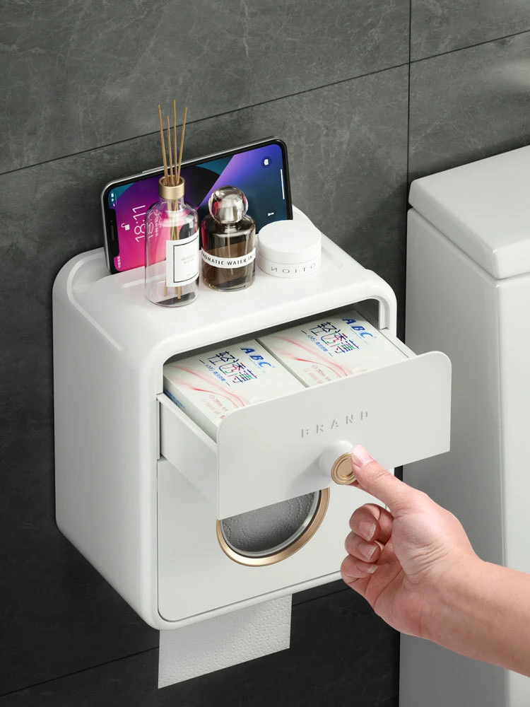 Waterproof Tissue Holder for Toilet, Creative Paper Roll Holder, Innovative Toilet Paper Holder, No Punch Bathroom Tissue Box