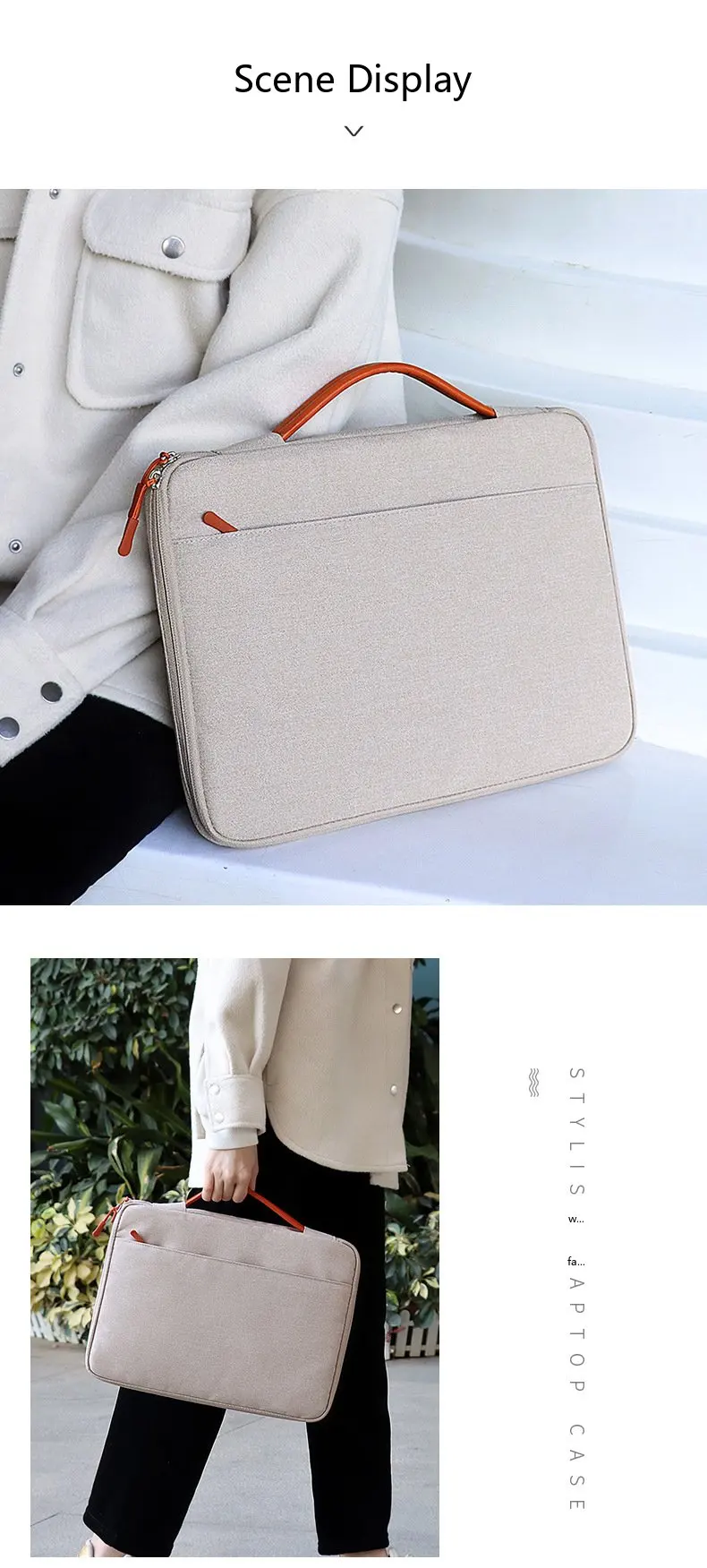 Laptop-Handtasche 13 15 Zoll Wasserdichte Polyester-Aktentasche für MacBook Tragbar Langlebig Büro – Detail 19