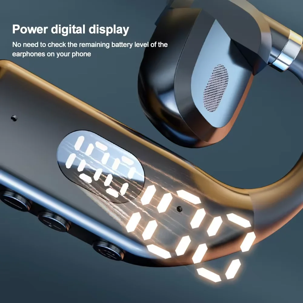 سماعات أذن بلوتوث 5.4 لاسلكية طويلة الاستعداد للأعمال، سماعة رأس بخاصية إلغاء الضوضاء مع سماعات أذن فردية LED