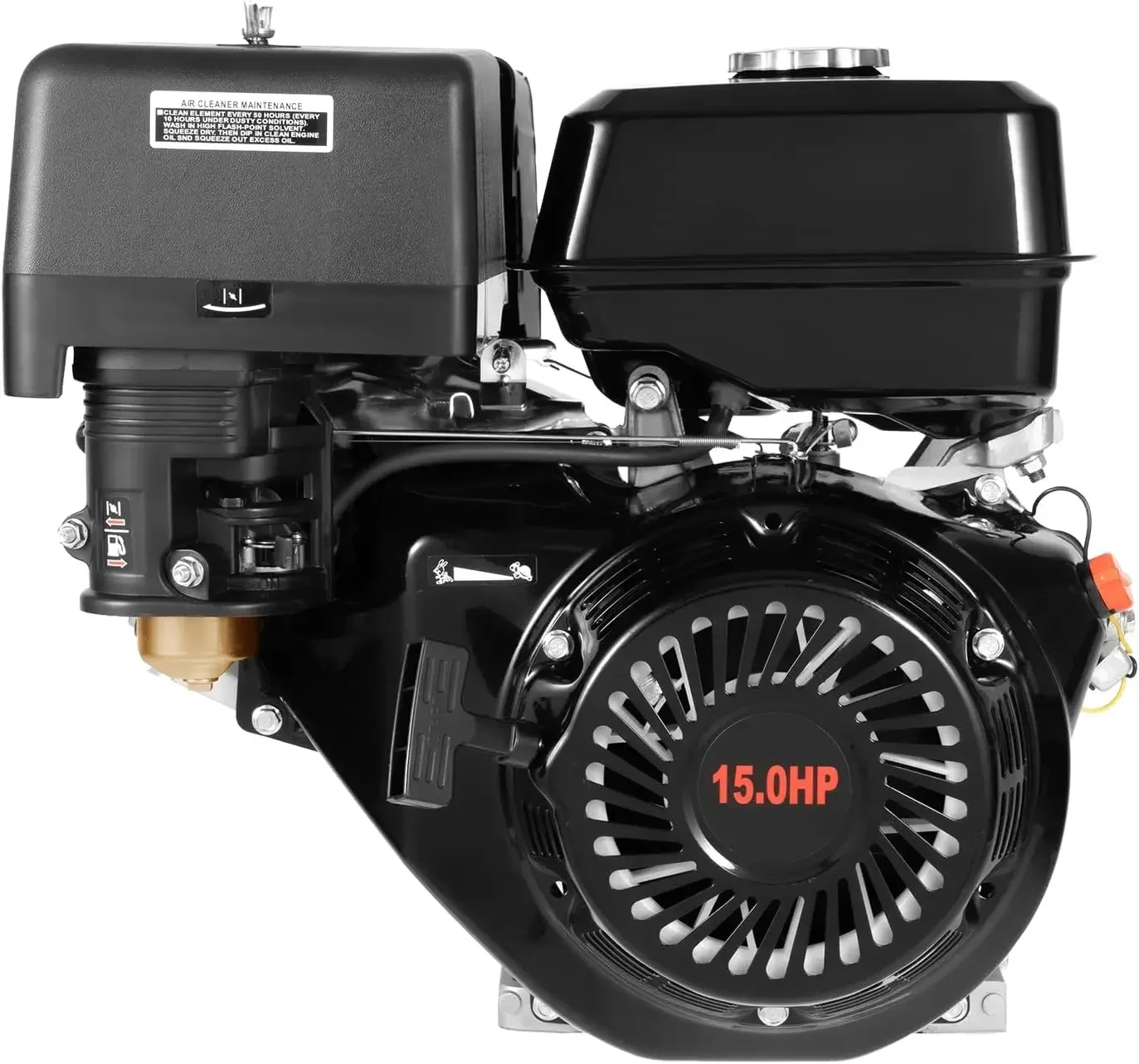 Moteur à essence 4 temps 15 HP, moteur stationnaire monocylindre, moteur industriel, moteur à essence refroidi par air, moteur 15 HP 9 KW