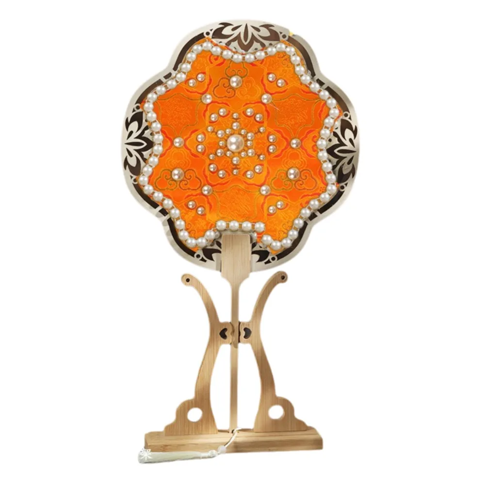 

Portable Chinese Style Handheld Fan Vintage Handmade Ancient Style Fan DIY Material Pack with Tassel Pearl Fan Home Decor