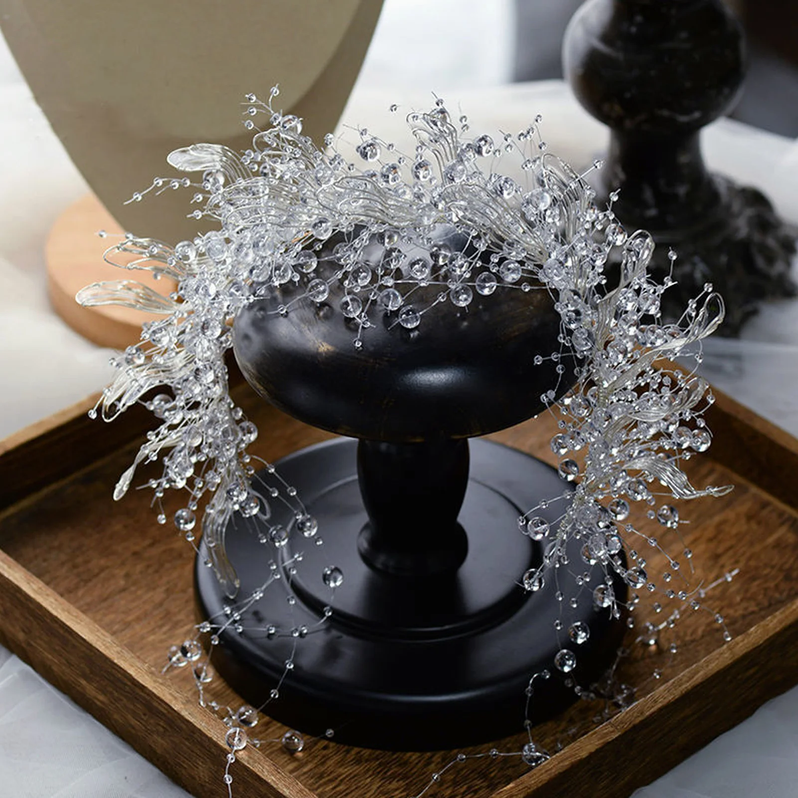 

Wedding guest crystal hairband liquid flower resin headband comfortable no-slip fit elegant all match accessory for women