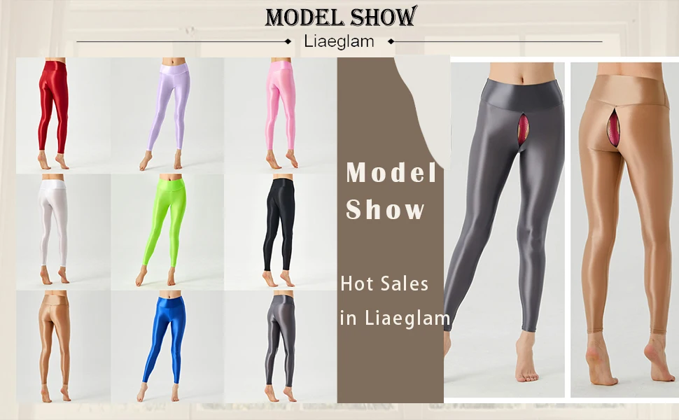 Unsichtbarer Reißverschluss, offener Schritt, Sommer, glänzend, durchsichtig, Yogahose, hohe Taille, sexy Leggings, enge Satinhose für Damen
