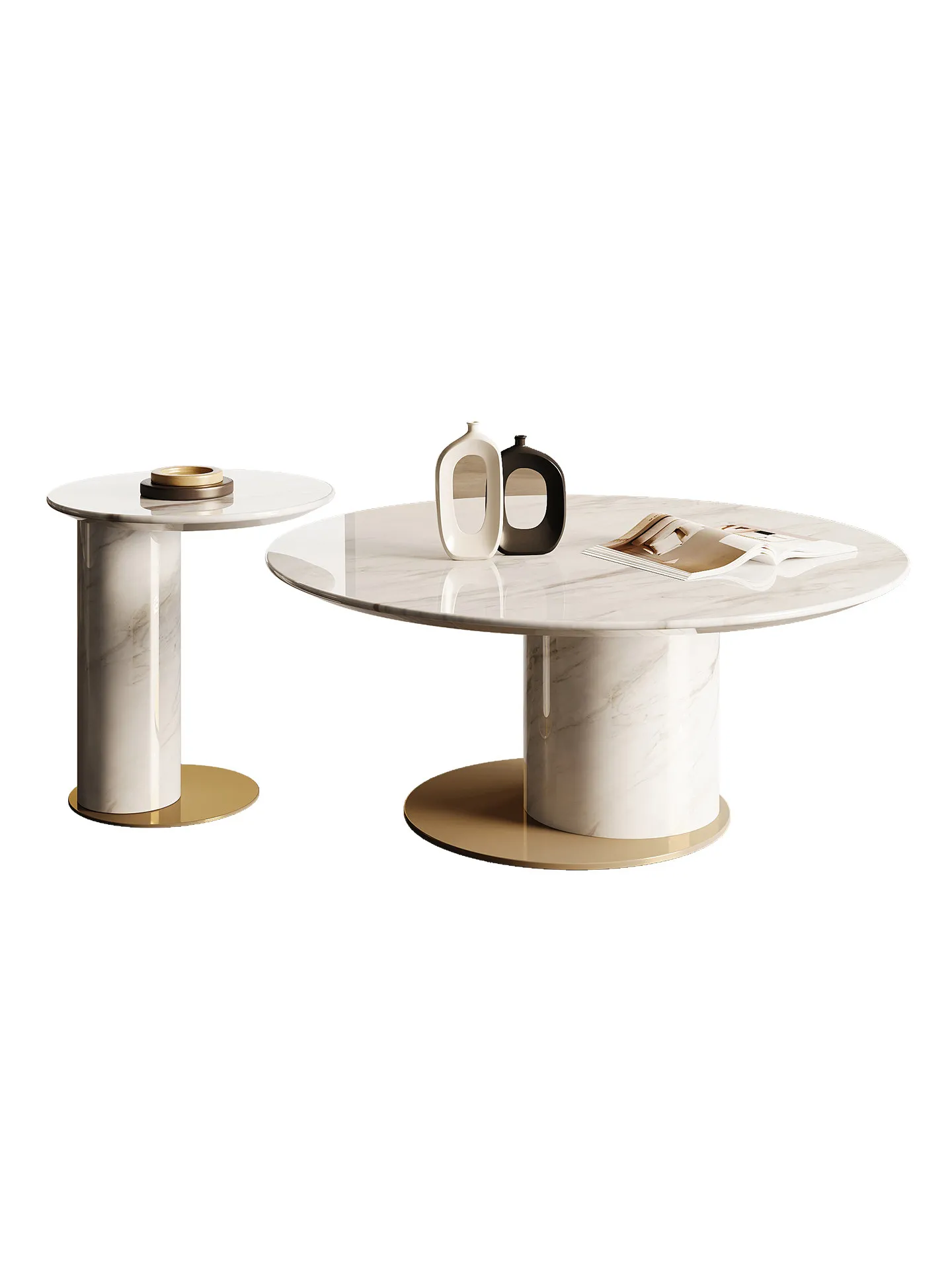 CX natural luxury stone, high-end Italian light luxury living room for home use, marble round coffee table