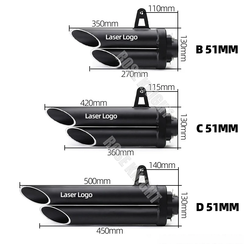 Universal 51MM Double Tube Motorcycle Exhaust Muffler Escape For Kawasaki Honda Yamaha ETC 2 Hole Exhaust Modified Accessories