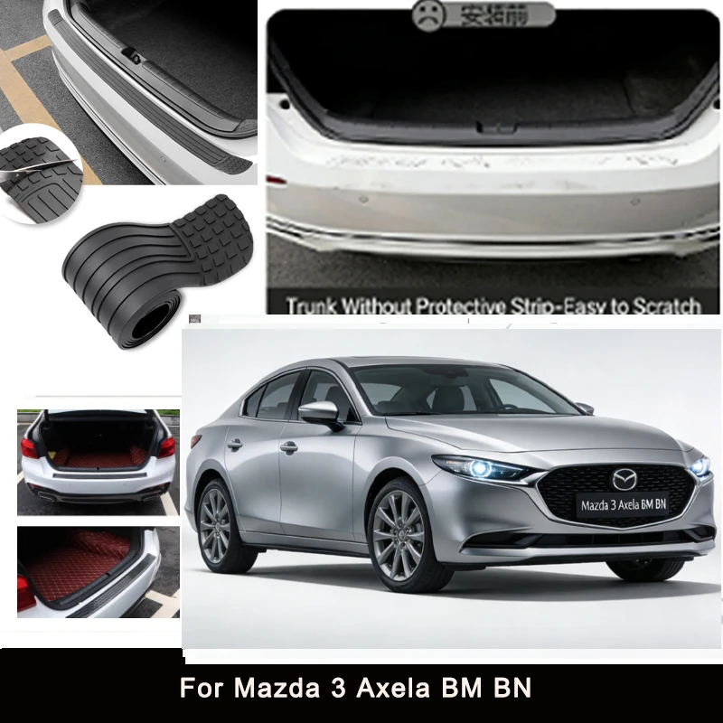 

For Mazda 3 Axela BM BN Rear Trunk Guard Plate Sticker Car Rear Bumper Trim Anti-Kicked Scratch Protector Sticker Strip